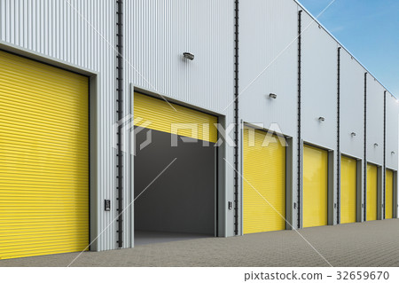 warehouse exterior with shutter doors 32659670