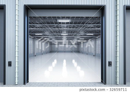 warehouse interior with shutter doors warehouse interior with shutter doors 32659711
