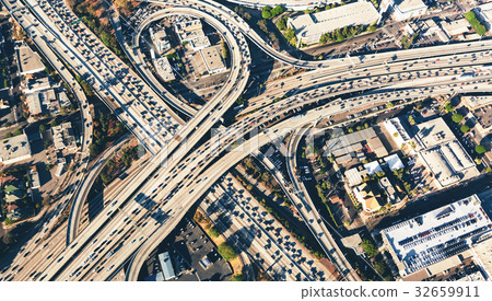 Aerial view of a massive highway intersection in Aerial view of a massive highway intersection in 32659911
