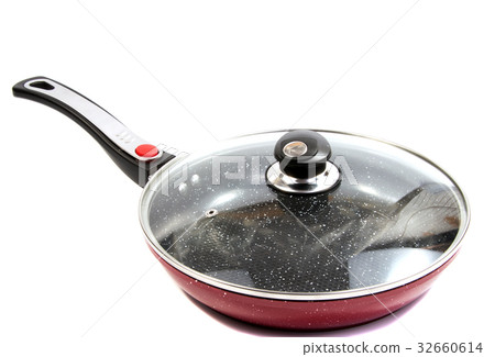 the side view of the red pan with a nonstick the side view of the red pan with a nonstick 32660614
