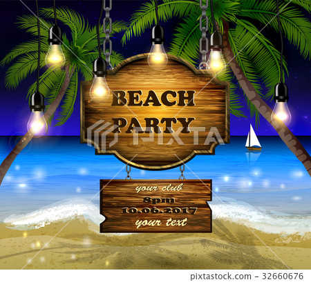 summer wooden sign on tropical beach background summer wooden sign on tropical beach background 32660676