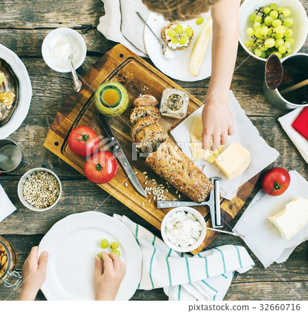 Preparation Snack for Eating on Wooden Table 32660716
