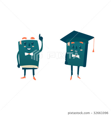 Vector cartoon smiling humanized book set isolated Vector cartoon smiling humanized book set isolated 32661096