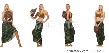 Woman in swimming suit isolated on white 32662110