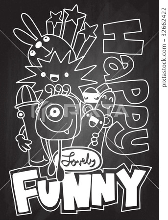 Hand drawn Crazy doodle Monster, drawing style Hand drawn Crazy doodle Monster, drawing style 32662422