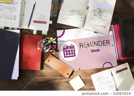 Workspace with illustration of personal organizer reminder calendar 32665834
