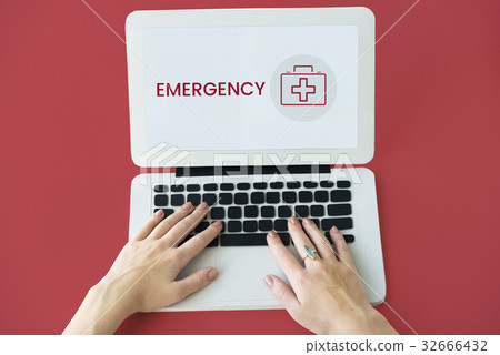 Healthcare concept on a device screen Healthcare concept on a device screen 32666432