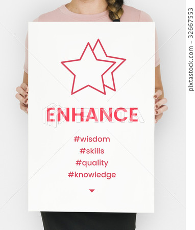 People holding Placard with star development icon 32667553