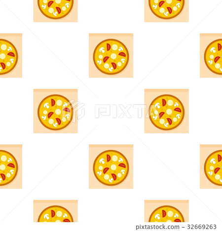 Pizza with sausages pattern 32669263