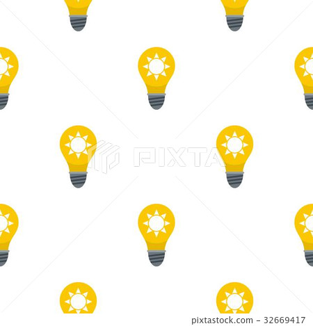 Yellow light bulb with sun inside pattern flat Yellow light bulb with sun inside pattern flat 32669417