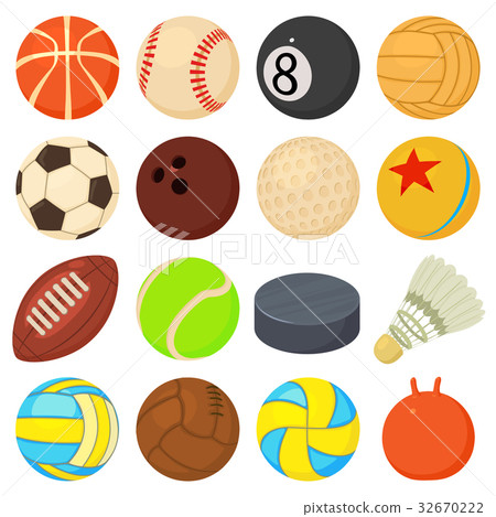 Sport balls icons set play types, cartoon style 32670222