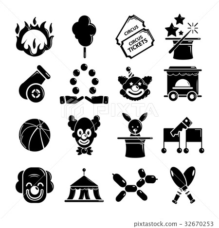 Circus icons set, simple style 32670253