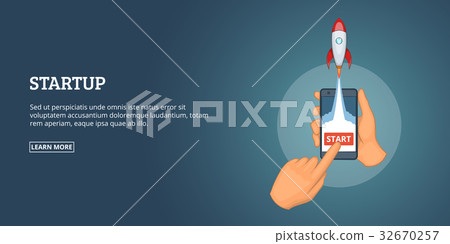 Startup launch fly concept, cartoon style 32670257