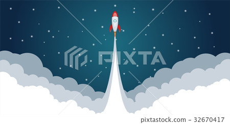 Rocket space launch concept, cartoon style 32670417
