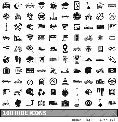 100 ride icons set, simple style - Stock Illustration [32670451] - PIXTA