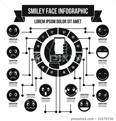 Smile emoticons infographic concept, simple style Smile emoticons infographic concept, simple style 32670556