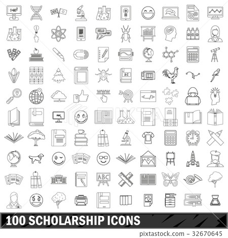 100 scholarship icons set, outline style 100 scholarship icons set, outline style 32670645