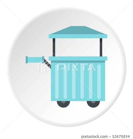 Blue trolley with awning icon circle 32670834