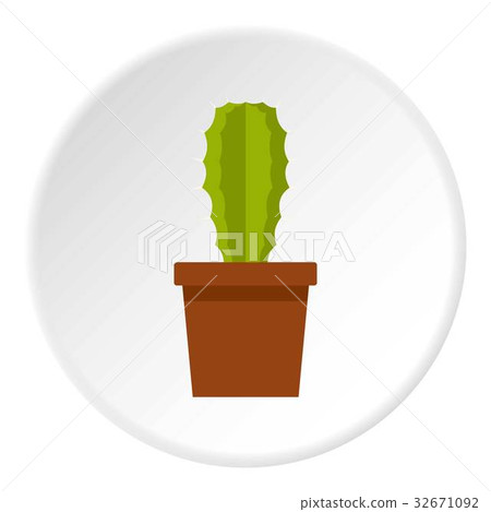 Potted cactus icon circle Potted cactus icon circle 32671092