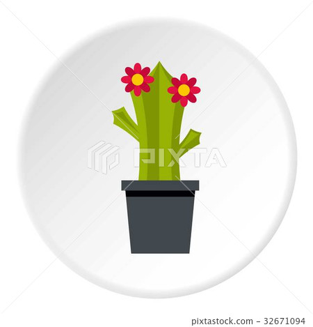 Cactus with flower icon circle Cactus with flower icon circle 32671094