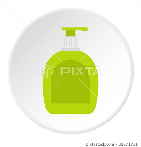 Green bottle with liquid soap icon circle 32671711