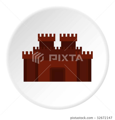 Fortress with gate icon circle 32672147