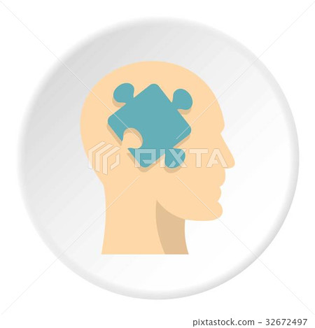 Head silhouette with jigsaw puzzle icon circle - Stock Illustration ...
