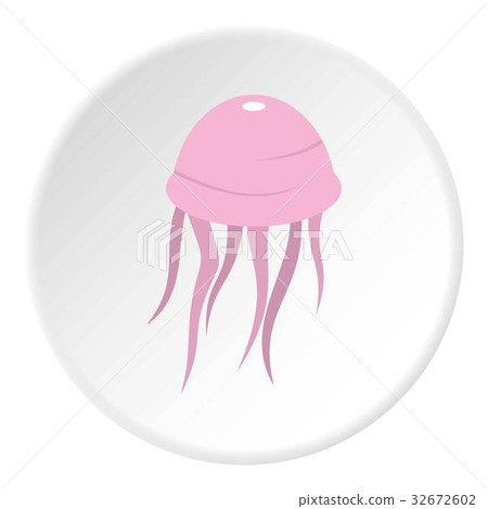 Pink jellyfish icon circle 32672602