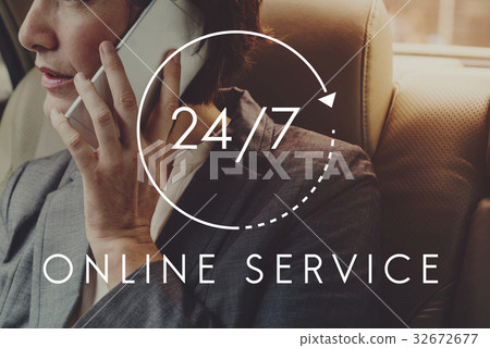 24/7 Help desk customer service overlay 32672677