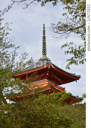 图库照片 安来清水寺 三层塔 音羽町山