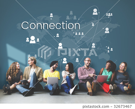 People connected global communication technology People connected global communication technology 32673467