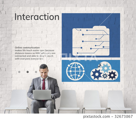 Network connection graphic overlay background billboard on wall 32673867