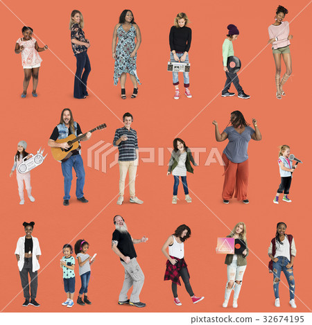 Diverse of People Enjoy Music Lifestyle Studio Isolated 32674195