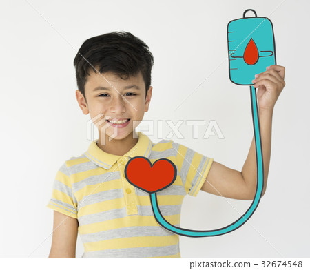 Schoolboy Holding Intravenous Fluid Icon Medical 32674548