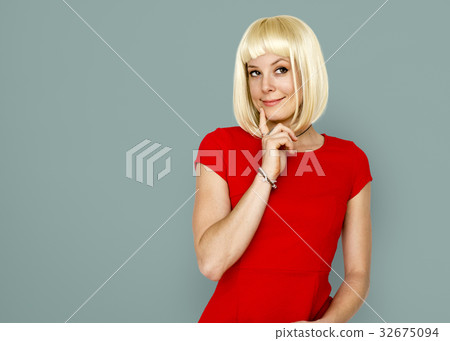 Caucasian Blonde Female Posing Adorable Caucasian Blonde Female Posing Adorable 32675094