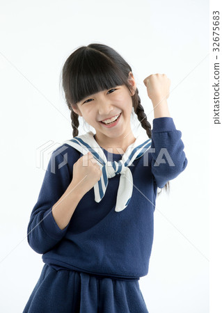 Happy little Asian child smiling and dancing 32675683