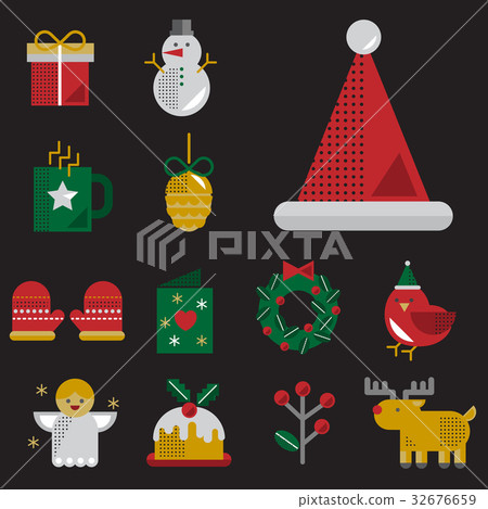 Christmas Vector Icon Set Collection Concept 32676659