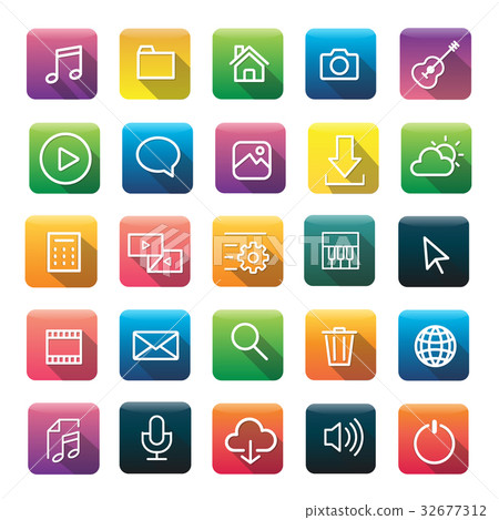 Multimedia Connection Application Content Icon Concept 32677312