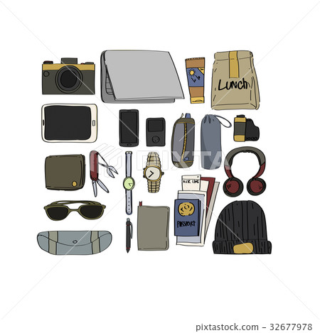 Illustration Drawing Travel Pack Collection 32677978