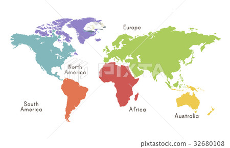 Map Du Monde Continent World Continent Map Location Graphic Illustration - Stock Illustration  [32680108] - Pixta