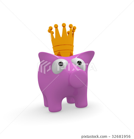 Pink piggy bank with a crown - Stock Illustration [32681956] - PIXTA