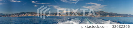 genoa town cityscape panorama from the ship at sea genoa town cityscape panorama from the ship at sea 32682266