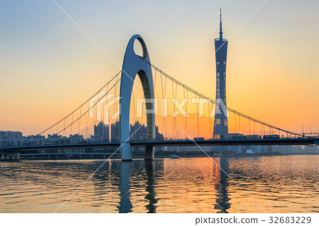 Modern bridge in Zhujiang River Modern bridge in Zhujiang River 32683229