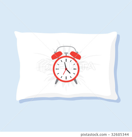 Alarm clock sleeping on pillow Alarm clock sleeping on pillow 32685344