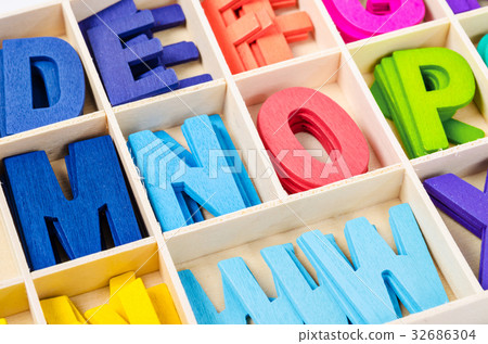 Close up colorful wood letters. 32686304