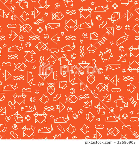 Doodle style seamless pattern with fish Doodle style seamless pattern with fish 32686902