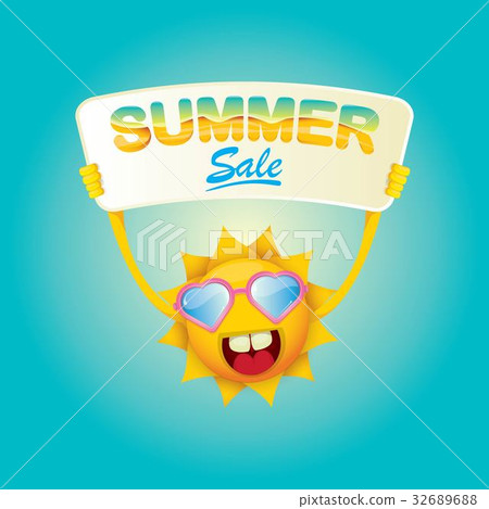 vector summer happy sun holding sale offer sign 32689688