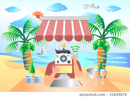 Sell your photos online,vector 32689876
