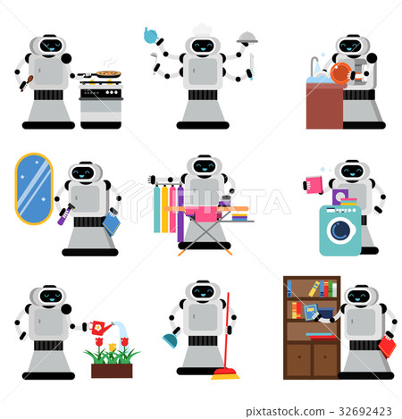 Robots assistants helping people in housework Robots assistants helping people in housework 32692423