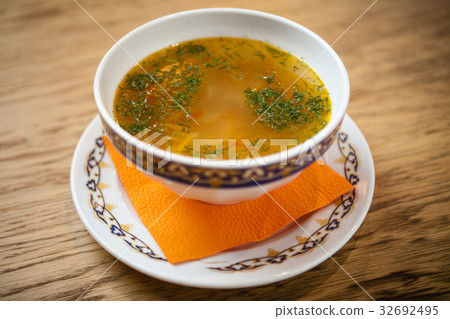 Chicken soup with noodles 32692495